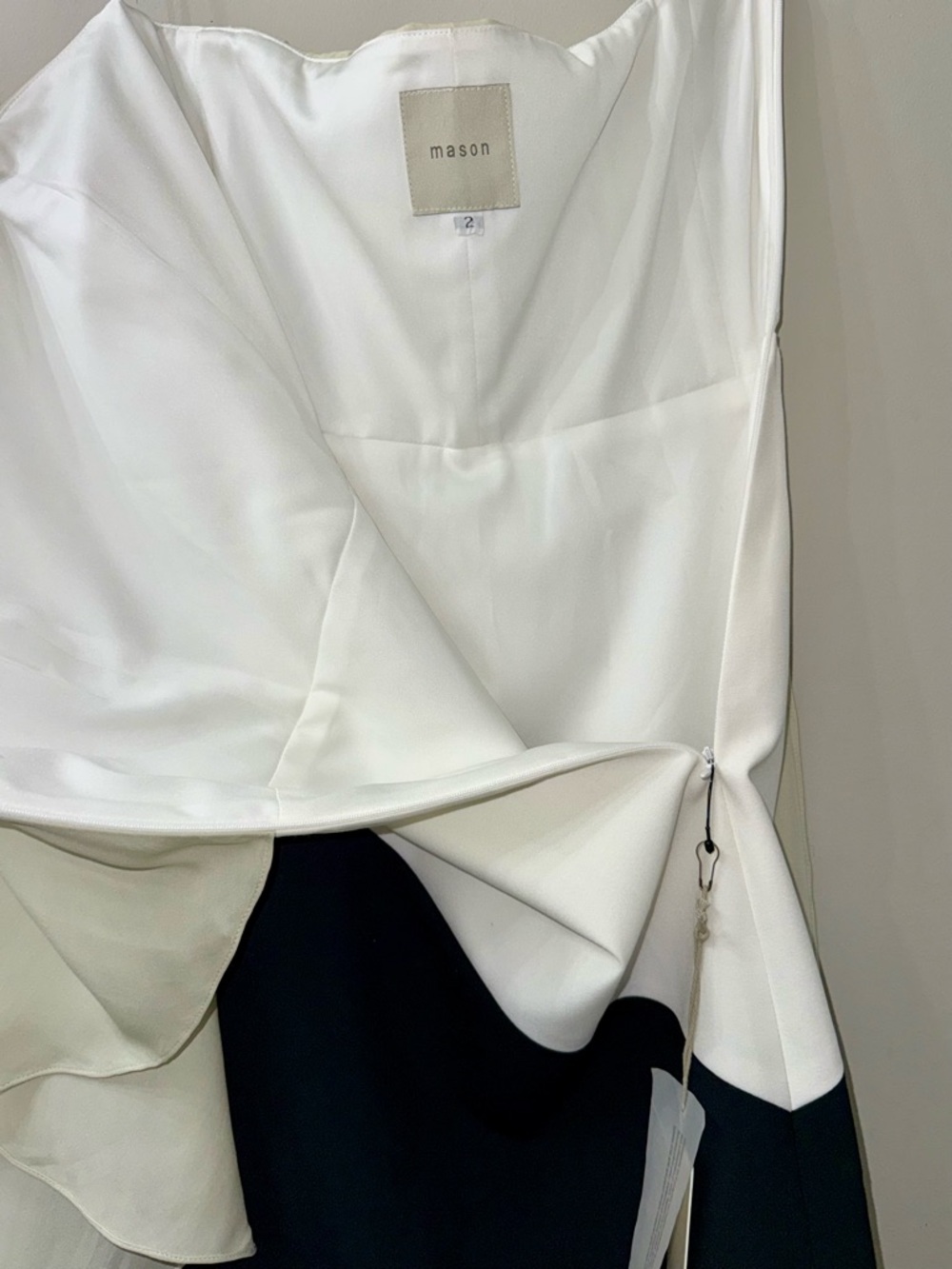 Mason Silk Strapless Mini Dress 2 NWT | Asymmetrical Colorblock Chic - Picture 9 of 13